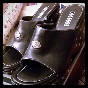 HARLEY DAVIDSON LEATHER STUDDED MULES